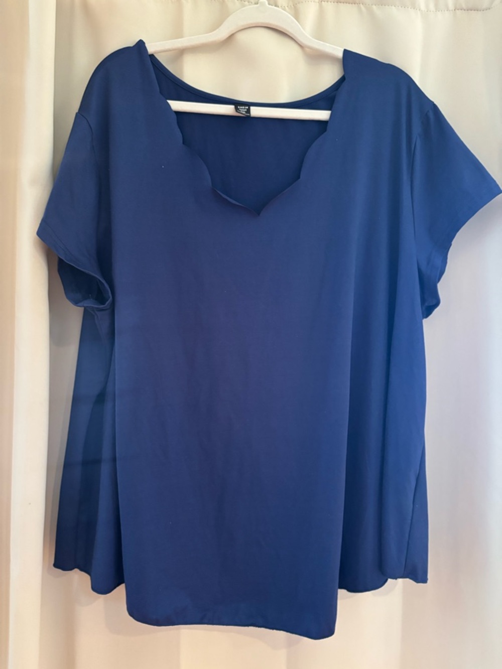 SHEIN Royal Blue Scallop Neck Short Sleeve Tunic